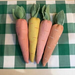Set of 4 Decorative Easter Spring Burlap Fabric Carrots by Target (S3)